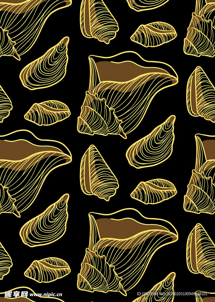 金色贝壳图案背景纹理