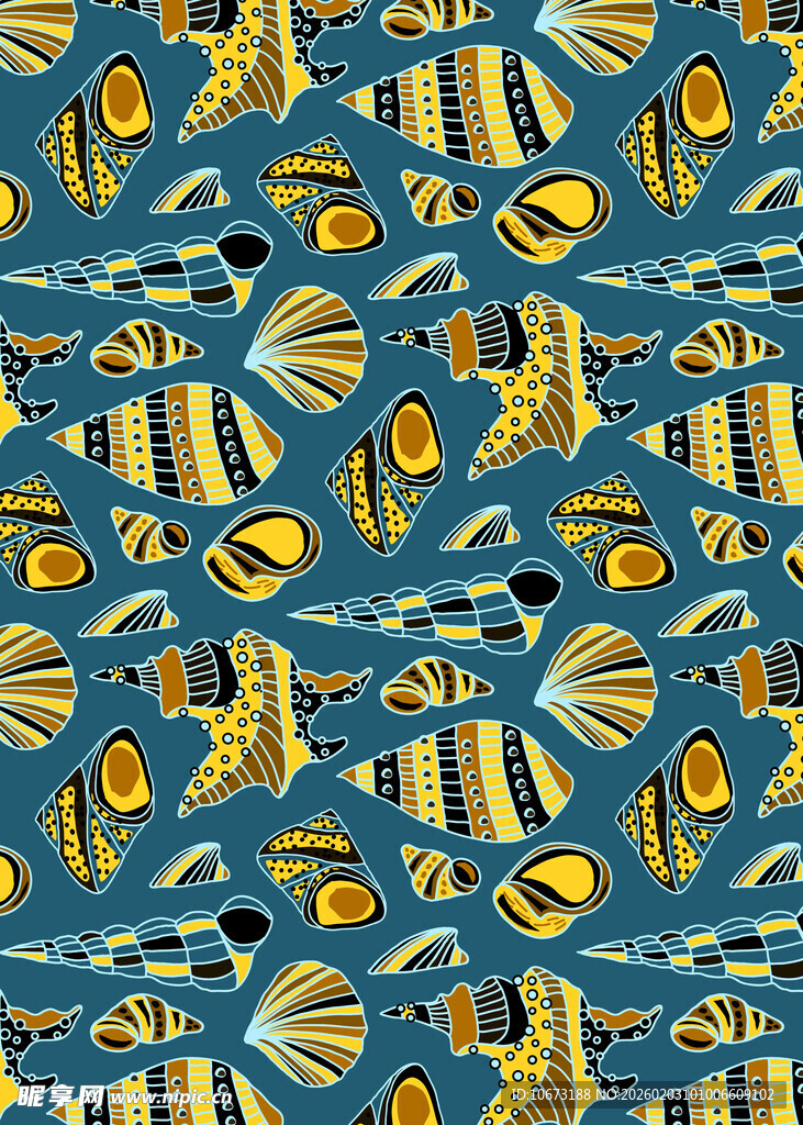 海洋生物图案无缝背景
