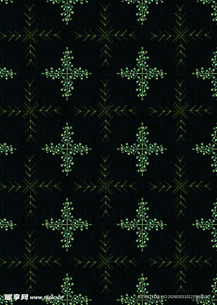 黑色底绿色花纹几何图案