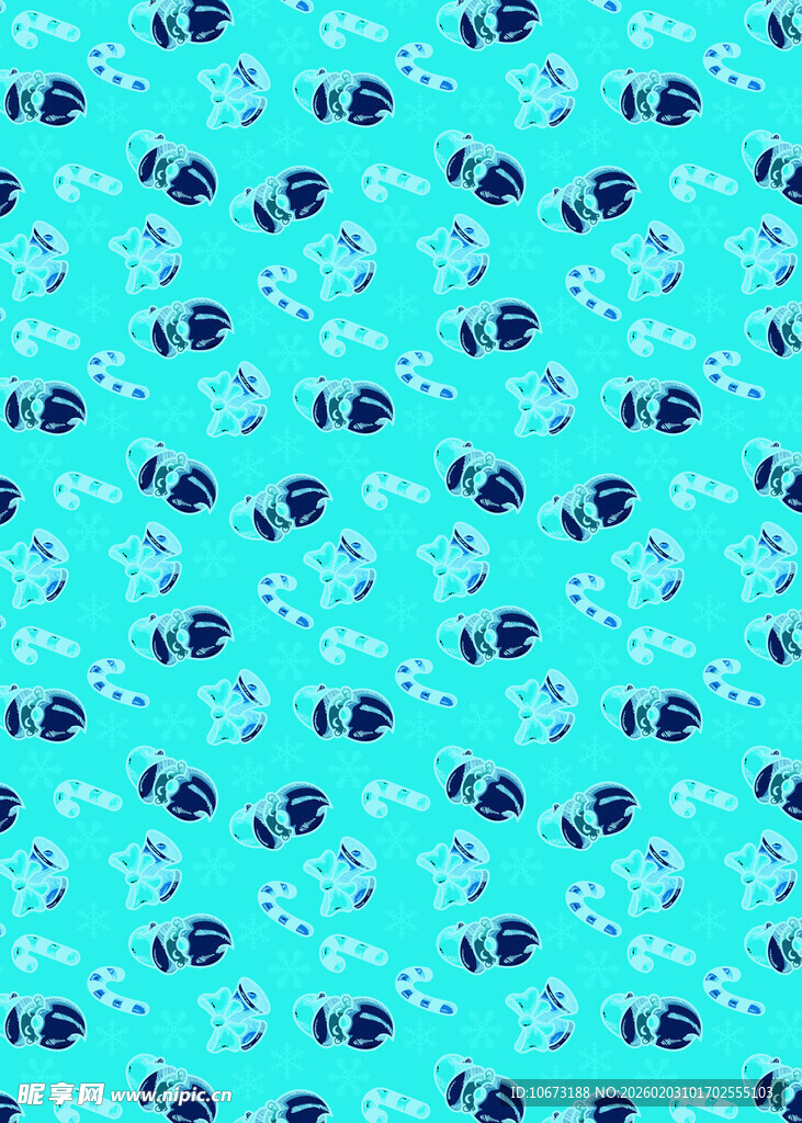 蓝绿色调可爱图案背景