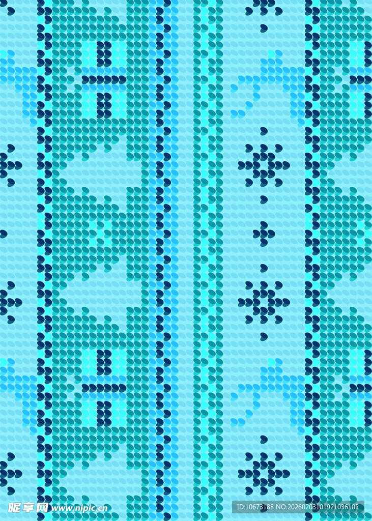 蓝绿色调民族风几何图案