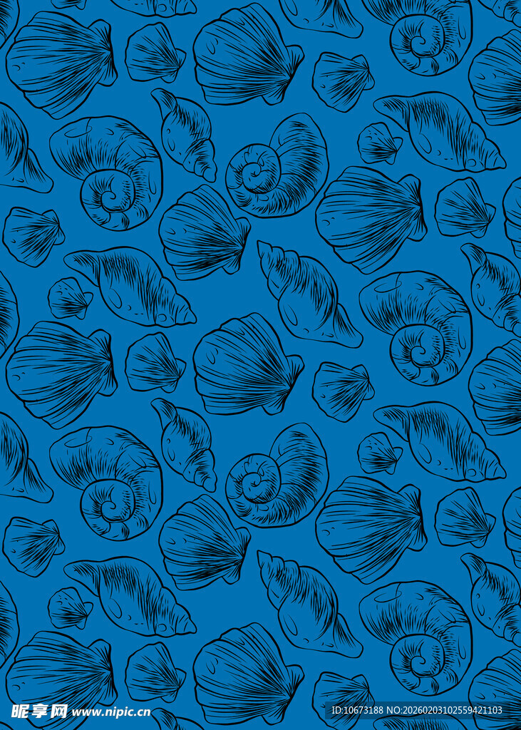 蓝色贝壳图案纹理背景