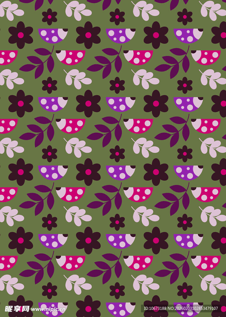 绿色底花卉图案纹理