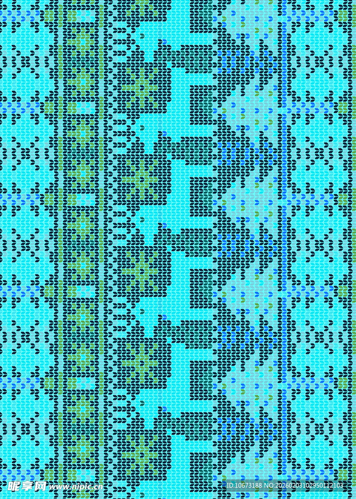 蓝绿几何图案无缝纹理