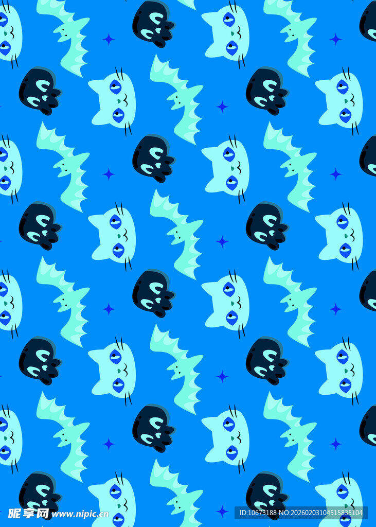 蓝色幽灵蝙蝠图案背景