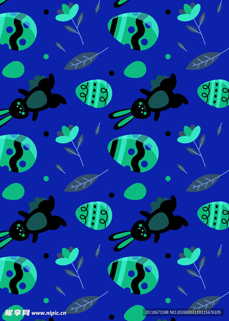 蓝色背景卡通图案设计素材