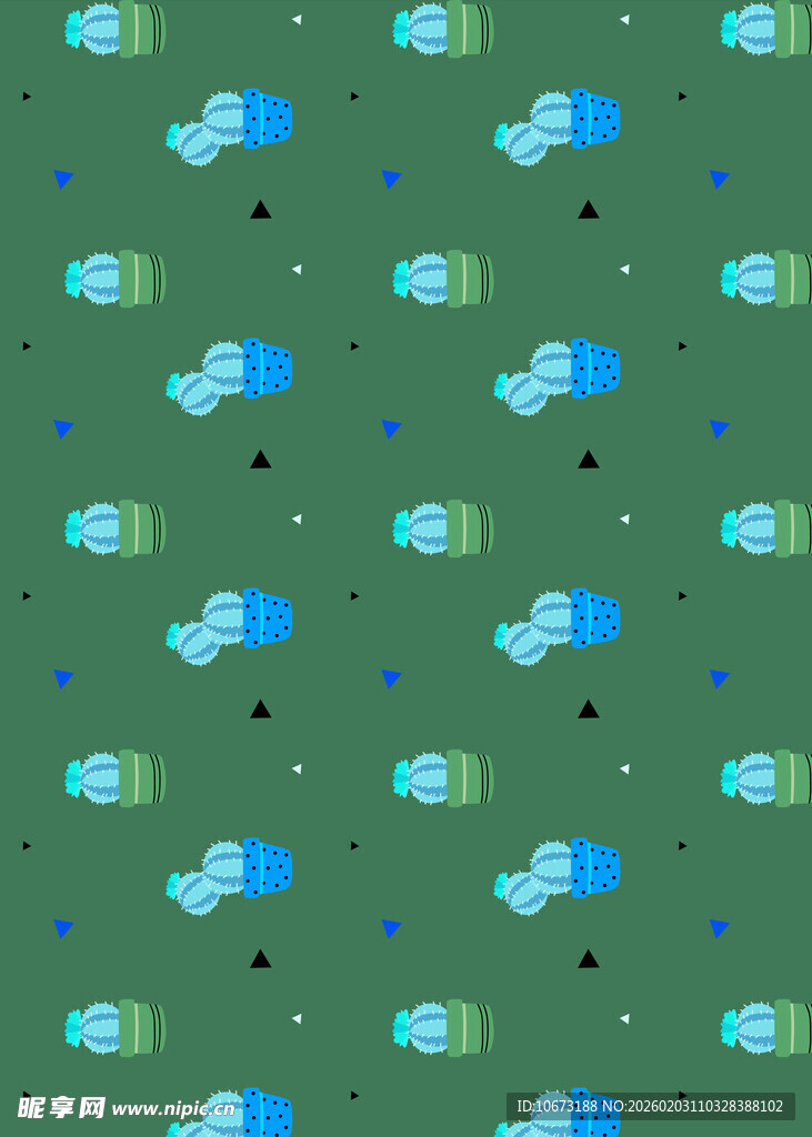 绿色背景上的可爱卡通图案