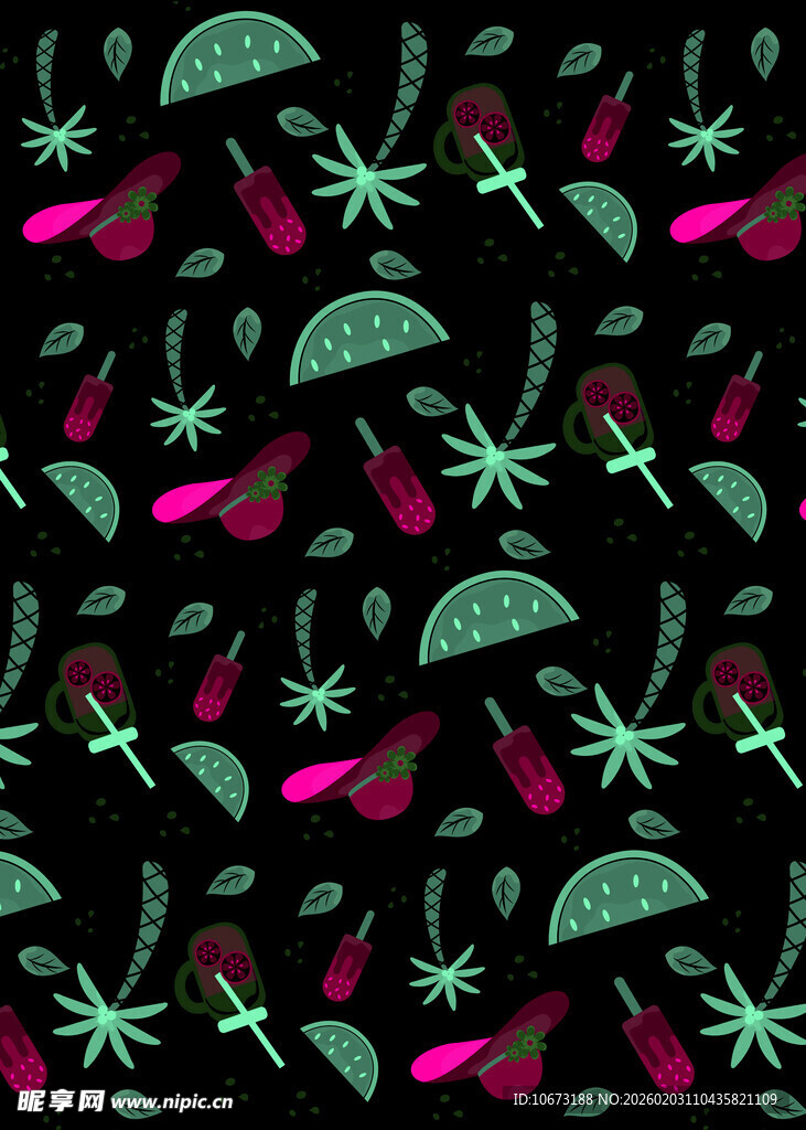 多彩植物图案无缝背景