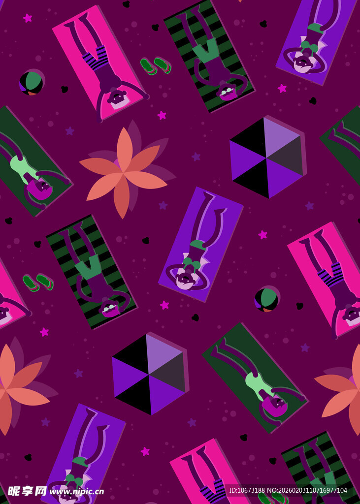 多彩几何花卉图案背景