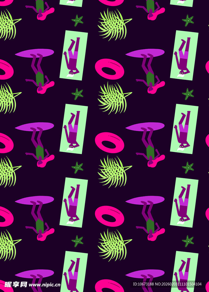 紫色梦幻蘑菇图案背景