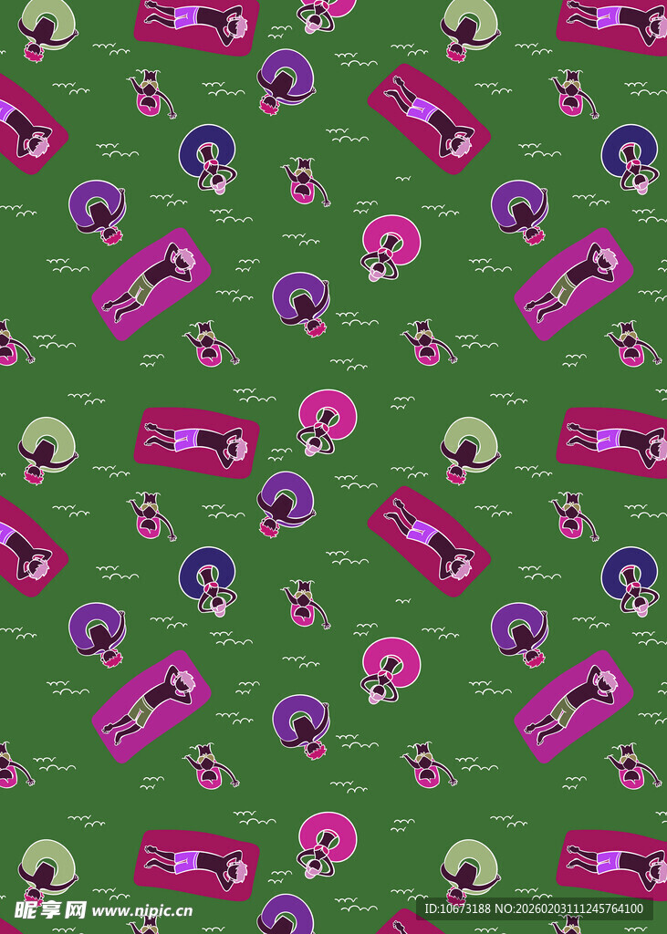 绿色背景的多彩磁带图案