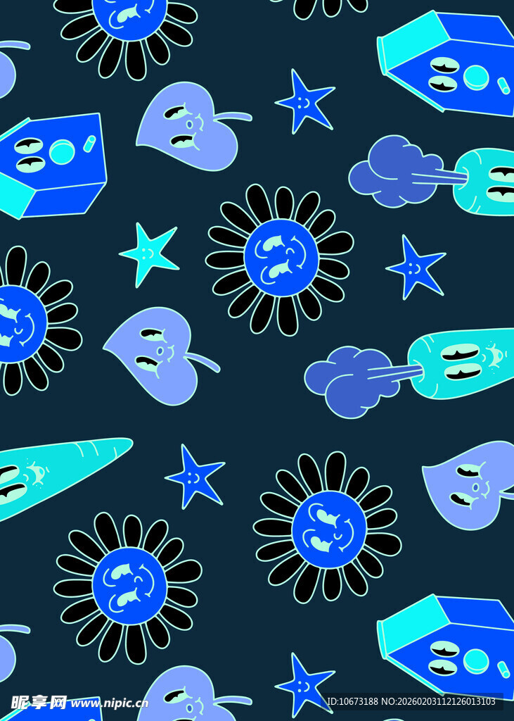 太空主题卡通图案背景