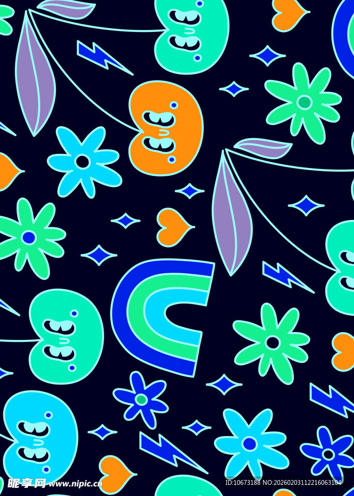 万圣节主题多彩图案元素