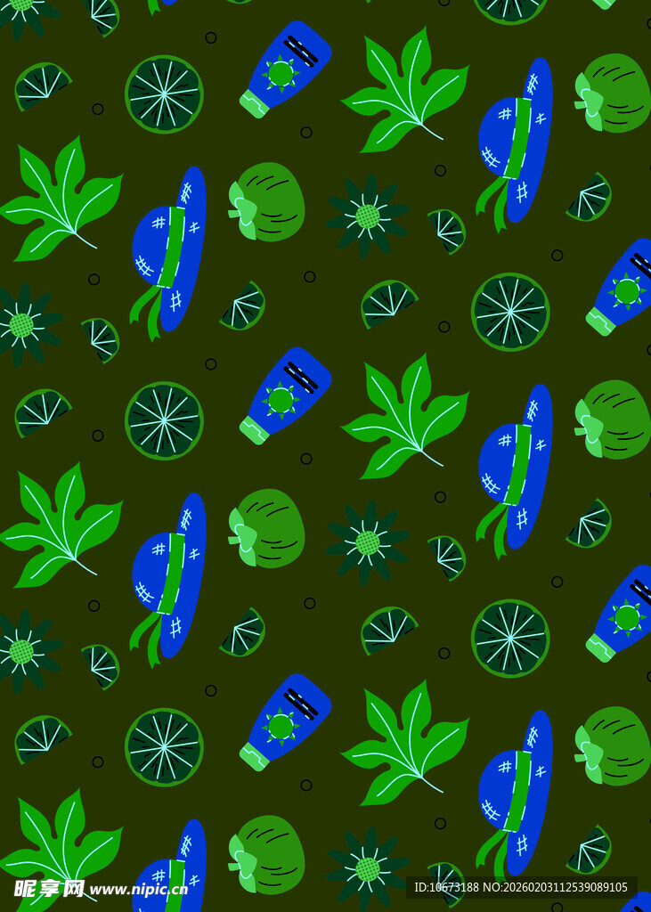 绿色大麻元素图案背景