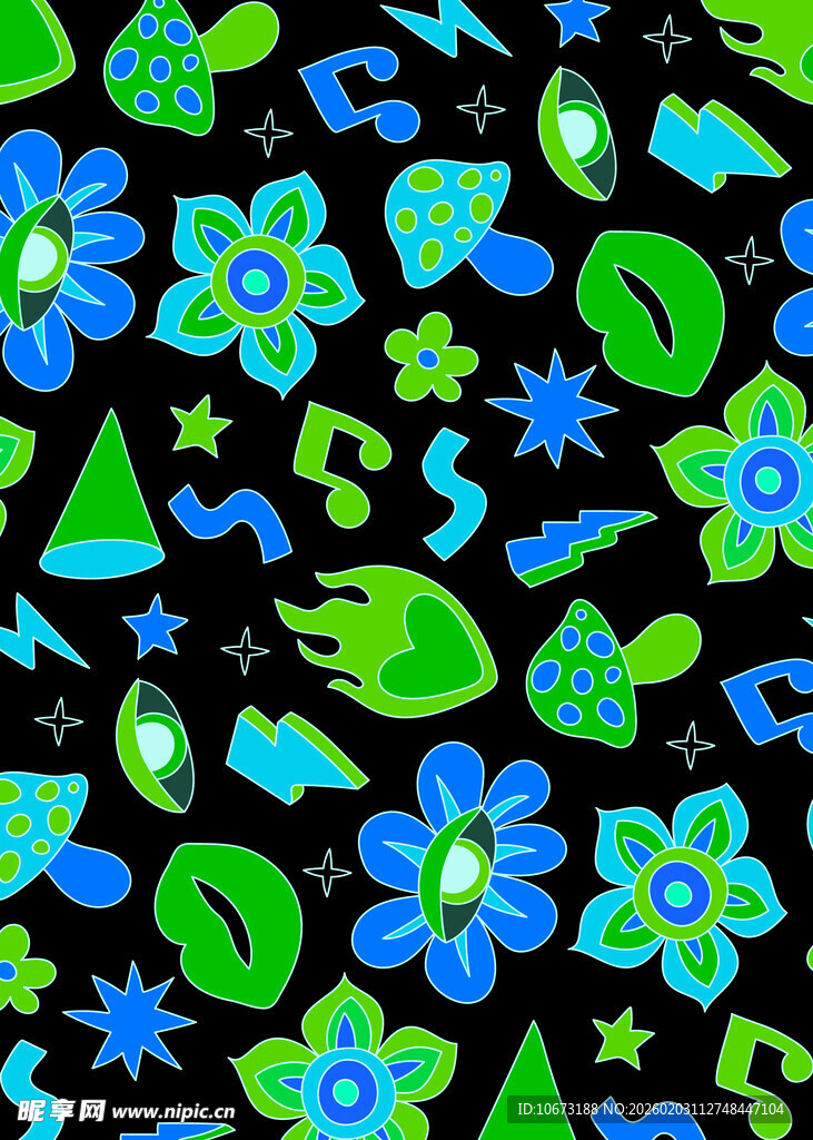 多彩花卉几何图案背景
