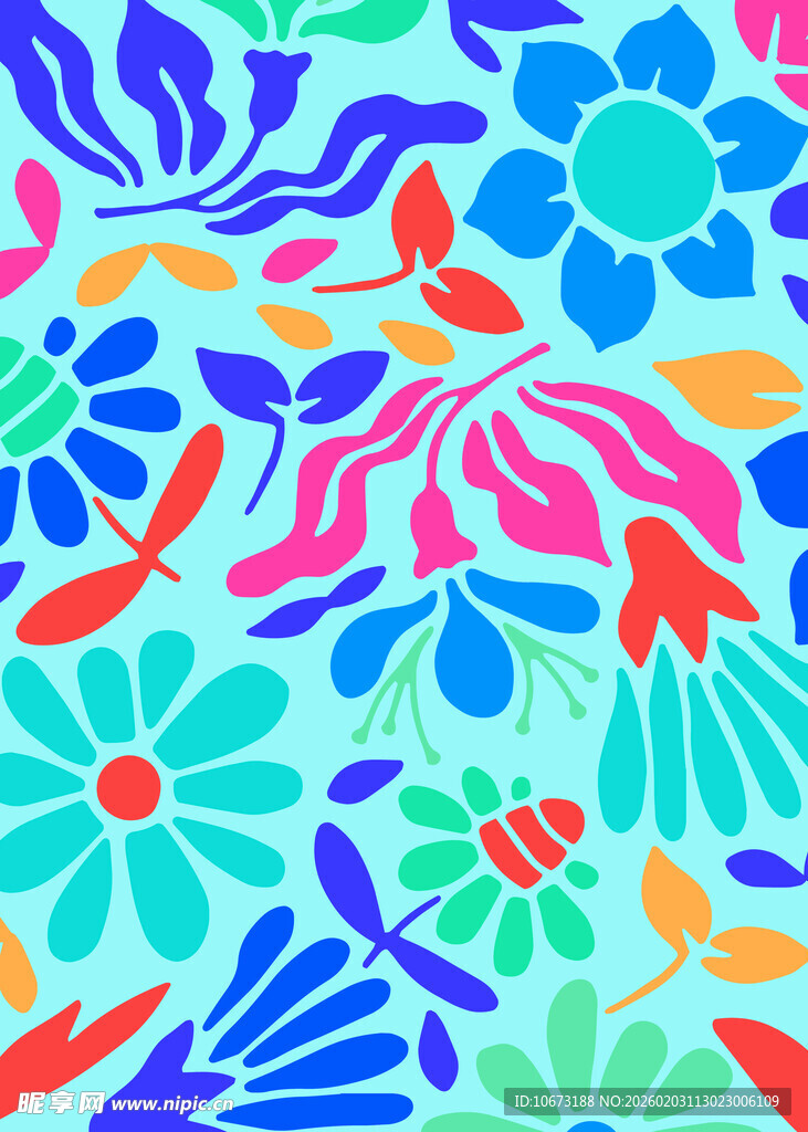 多彩花卉图案背景设计