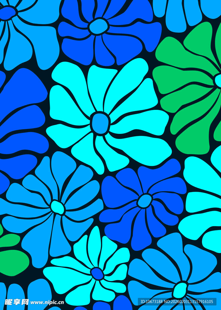 蓝绿花卉图案背景