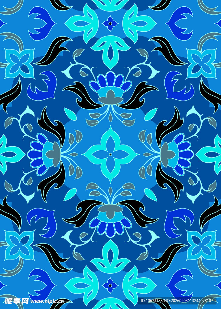 蓝青色几何图案装饰画