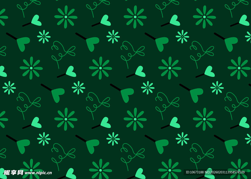 绿色圣诞元素无缝图案