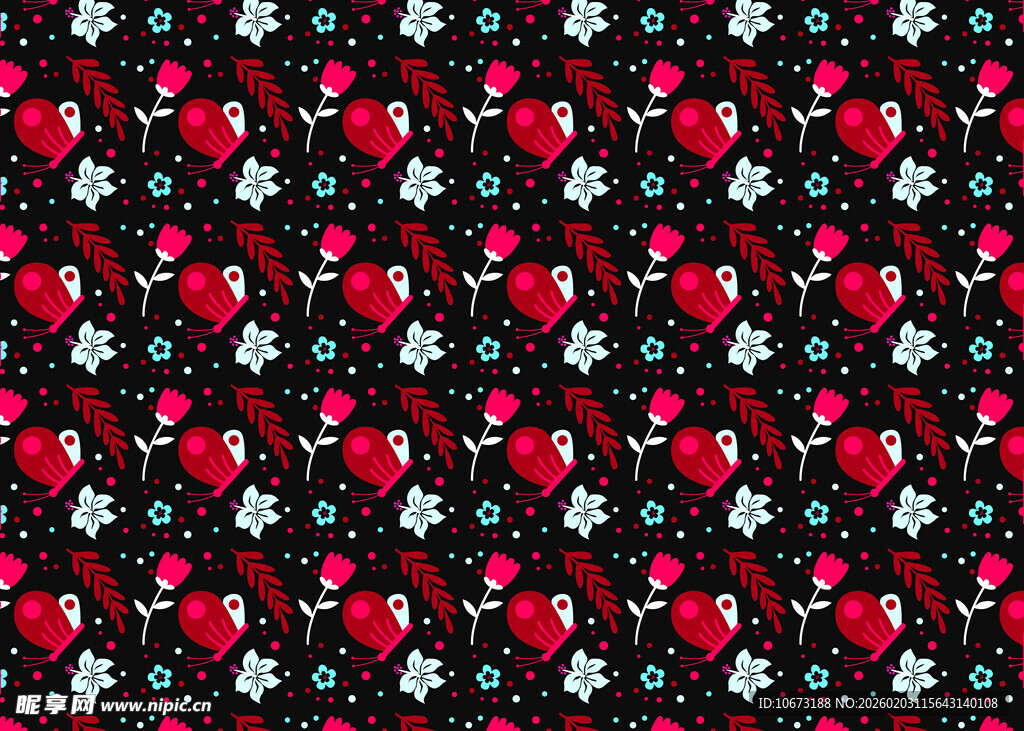 红黑花卉图案背景纹理