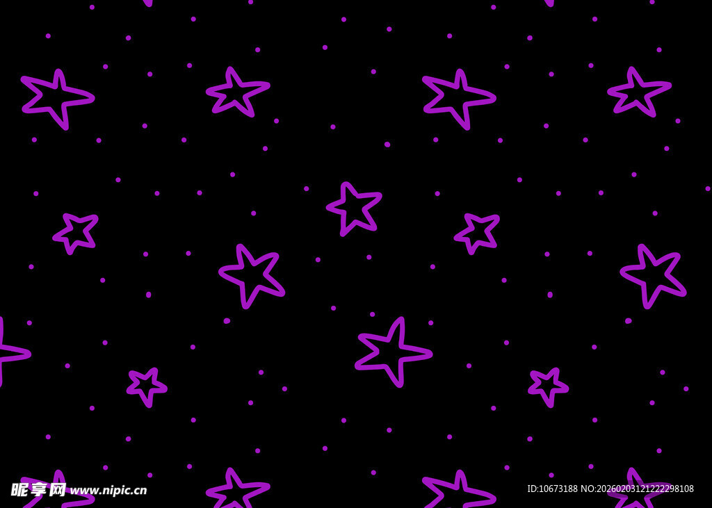 紫色星星黑色背景图案