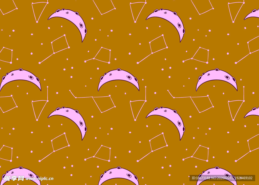 粉色月牙图案黄色背景图