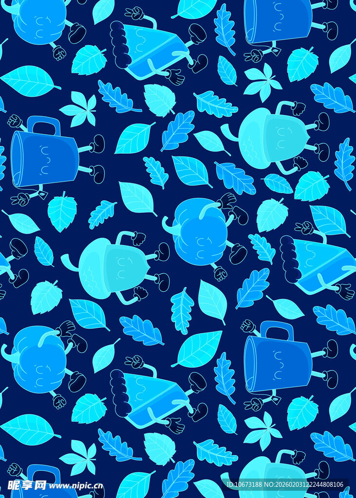 蓝色海洋风海洋生物图案