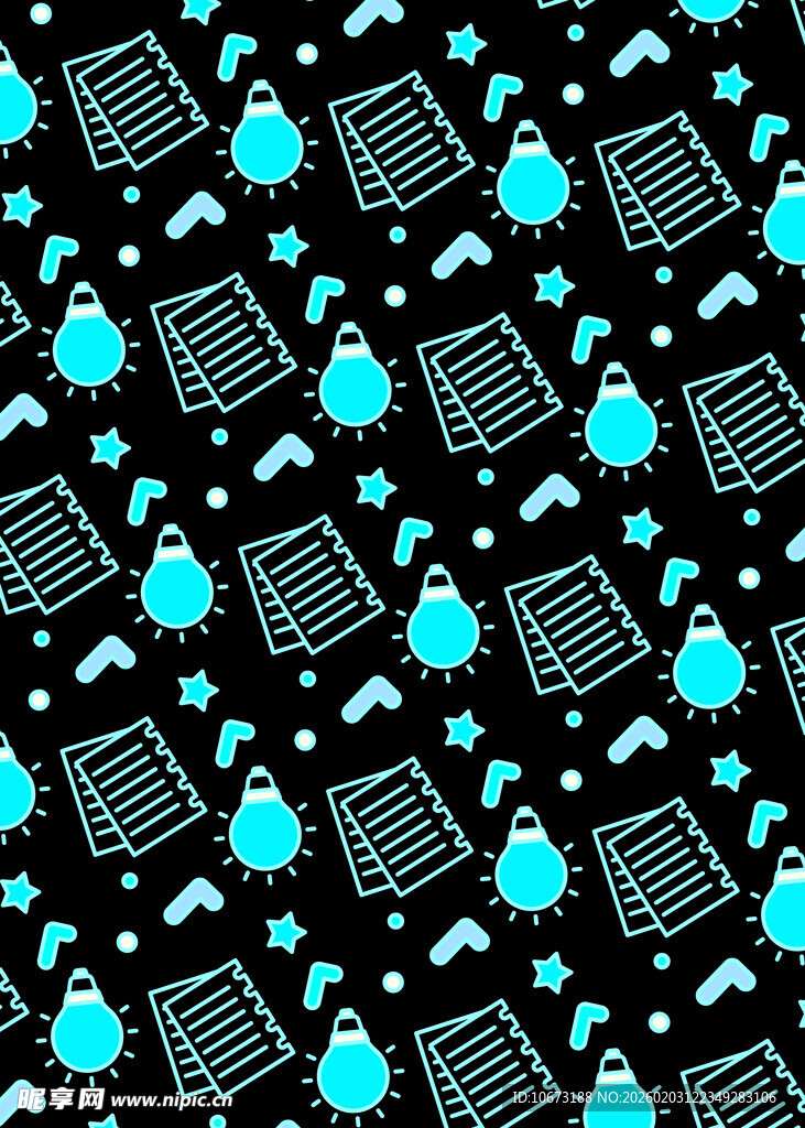 蓝色卡通图案黑色背景纹理