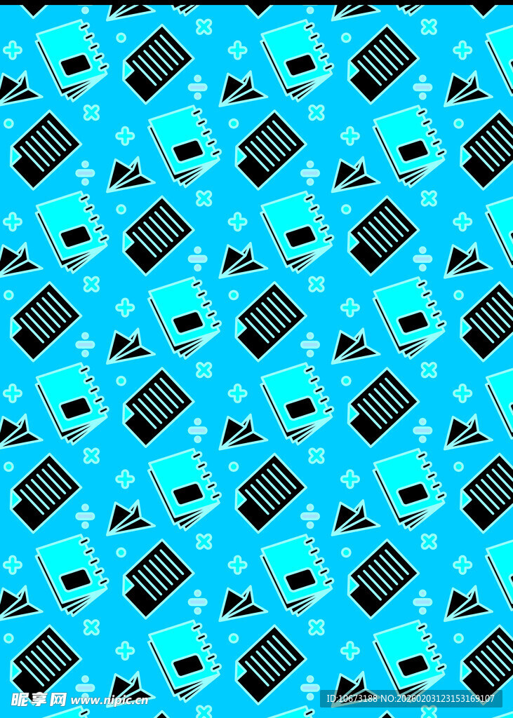 蓝色背景咖啡及电器图案