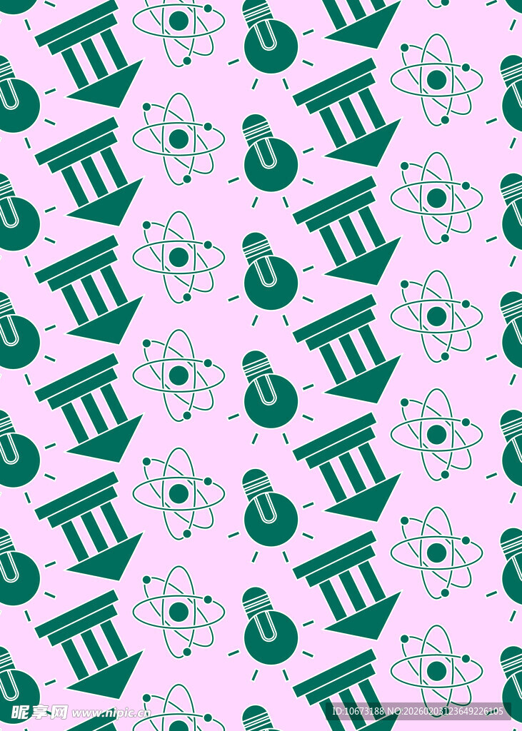 粉色底绿色图案无缝背景