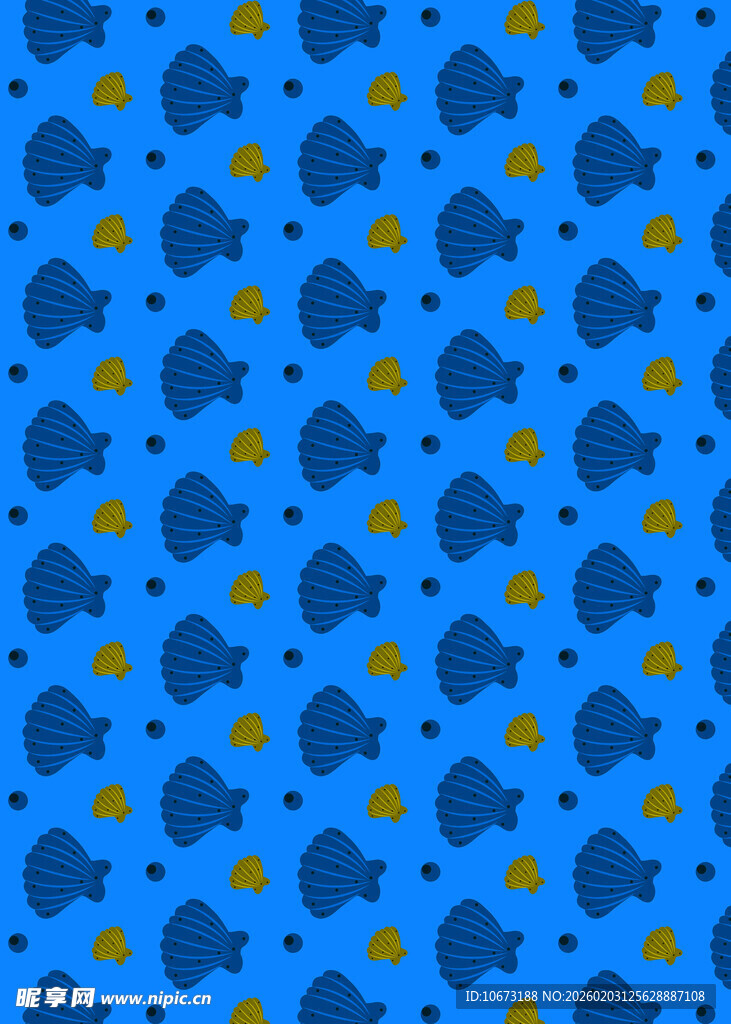 蓝色小鱼图案背景