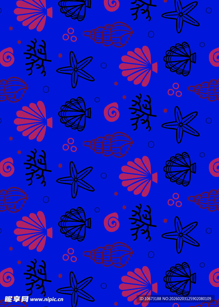 海洋元素蓝色花纹图案