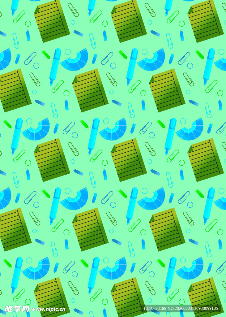 绿色方块与蓝形图案纹理