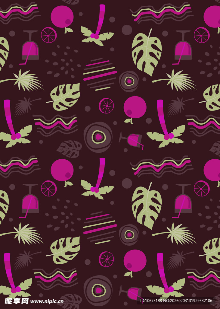 粉色系植物图案背景