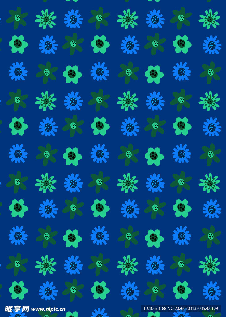 蓝绿花卉图案背景