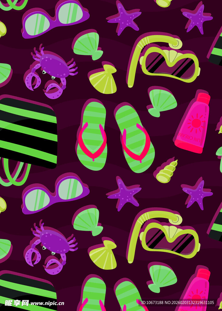 夏日缤纷度假元素图案