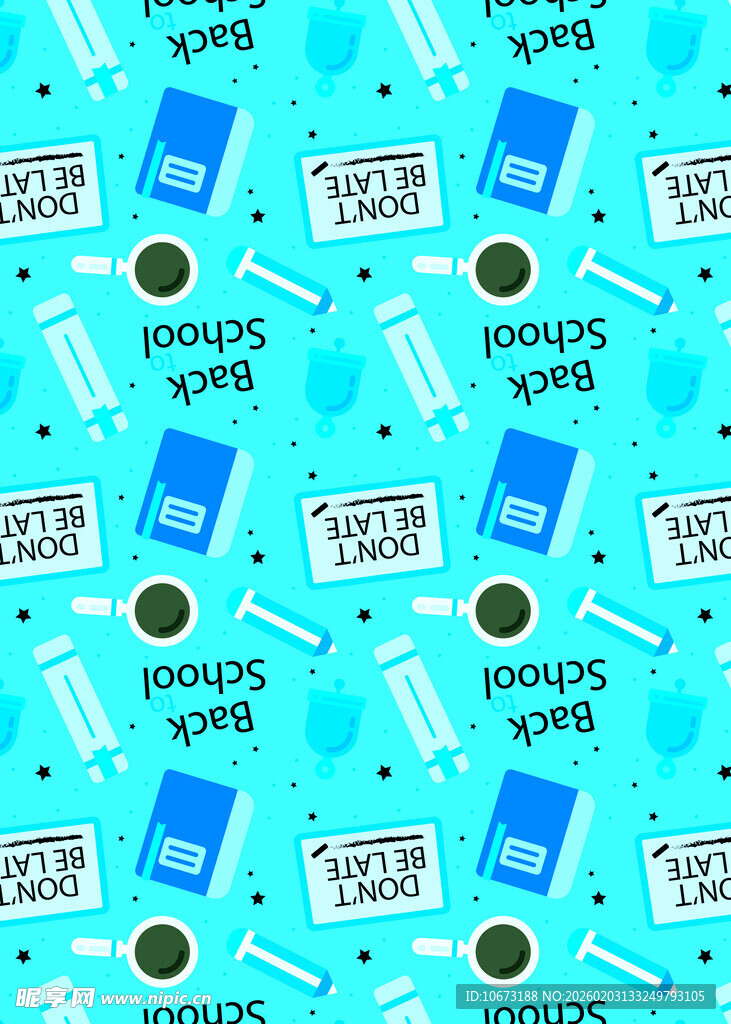 蓝色文具图案背景设计