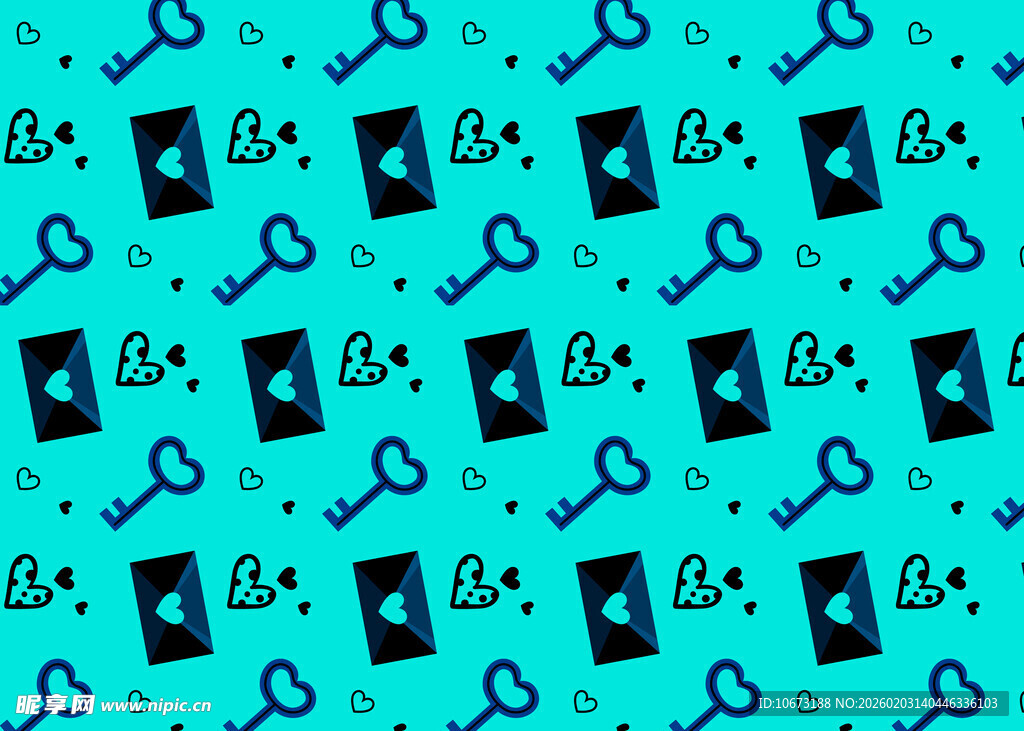 蓝底图标无缝图案背景