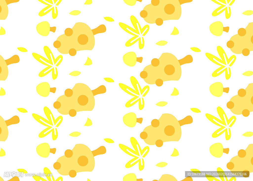 黄色花卉植物无缝图案