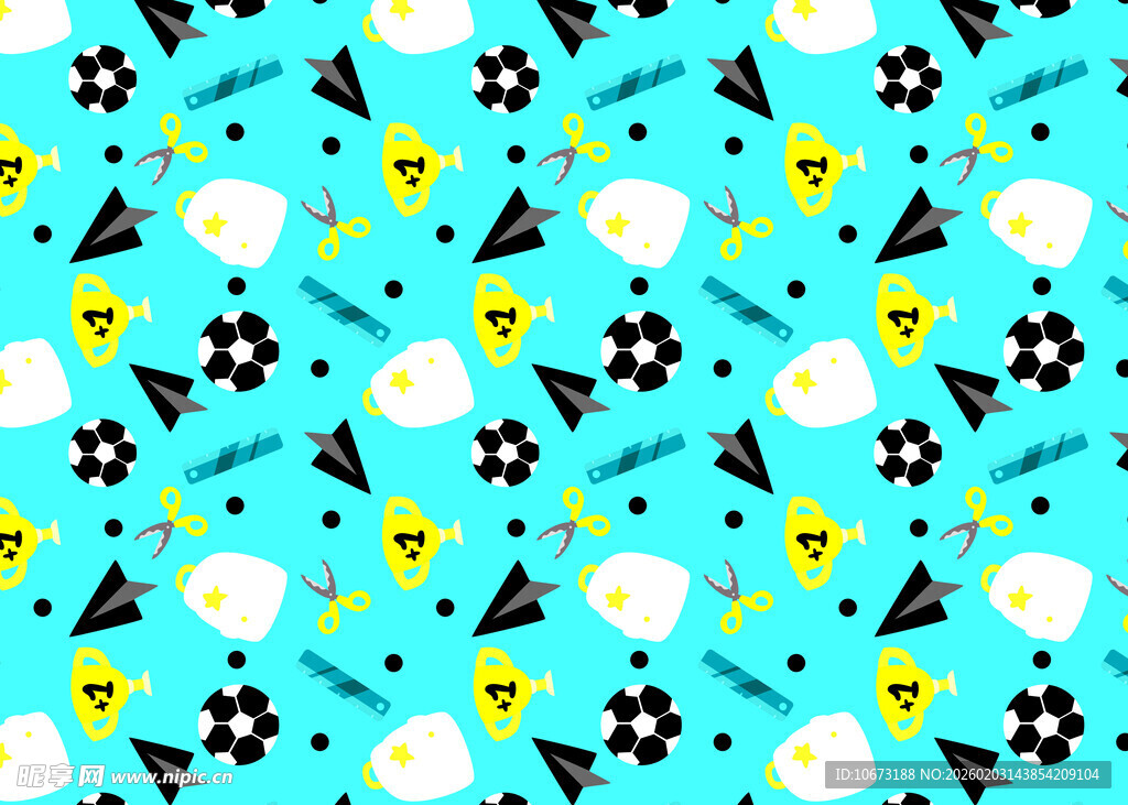 蓝底多彩卡通图案背景