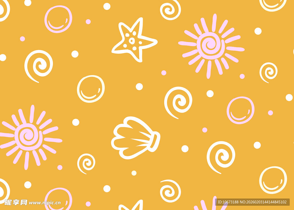 夏日海洋元素无缝图案