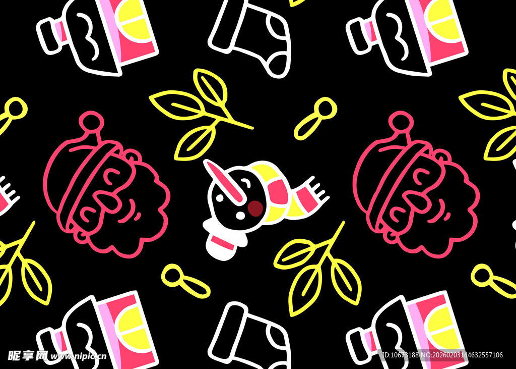 卡通图案黑色背景设计