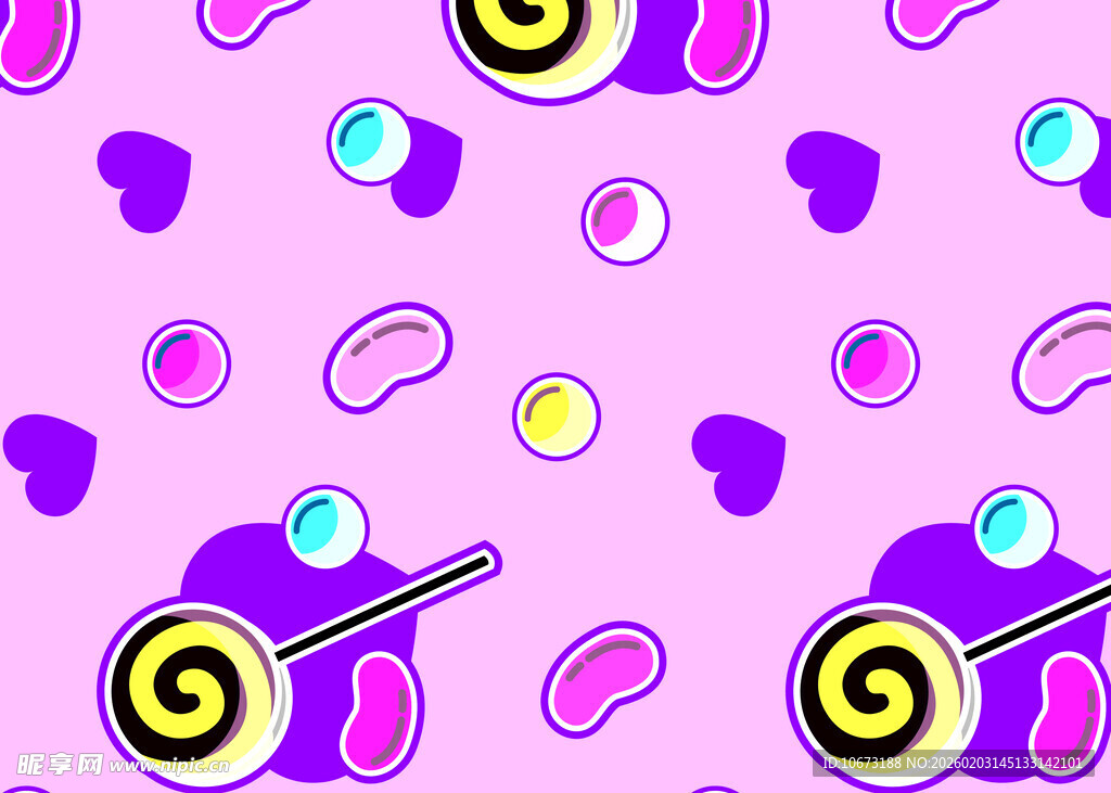 梦幻多彩卡通图案背景