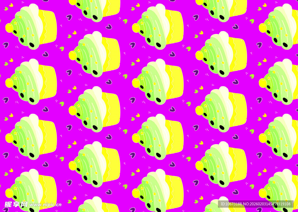 紫色背景的可爱小鱼图案