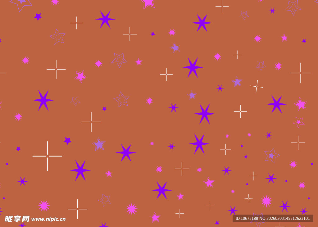 橙色底点缀多彩星星图案