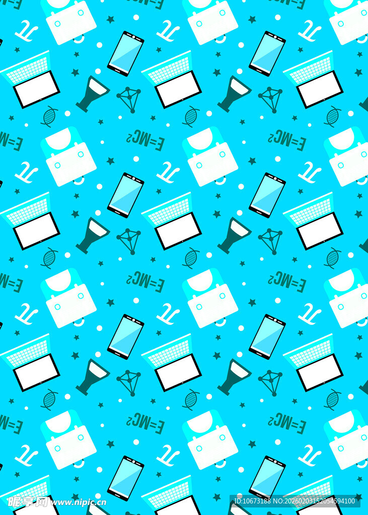 蓝色科技元素无缝图案背景