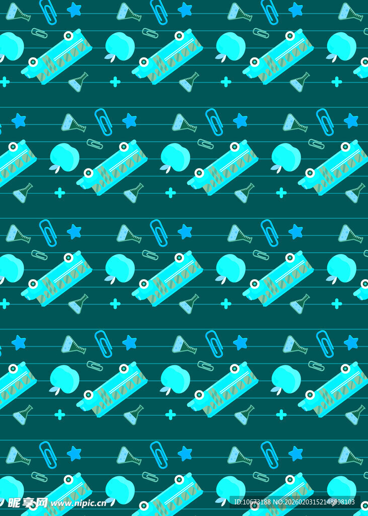 蓝绿色调科学元素无缝图案