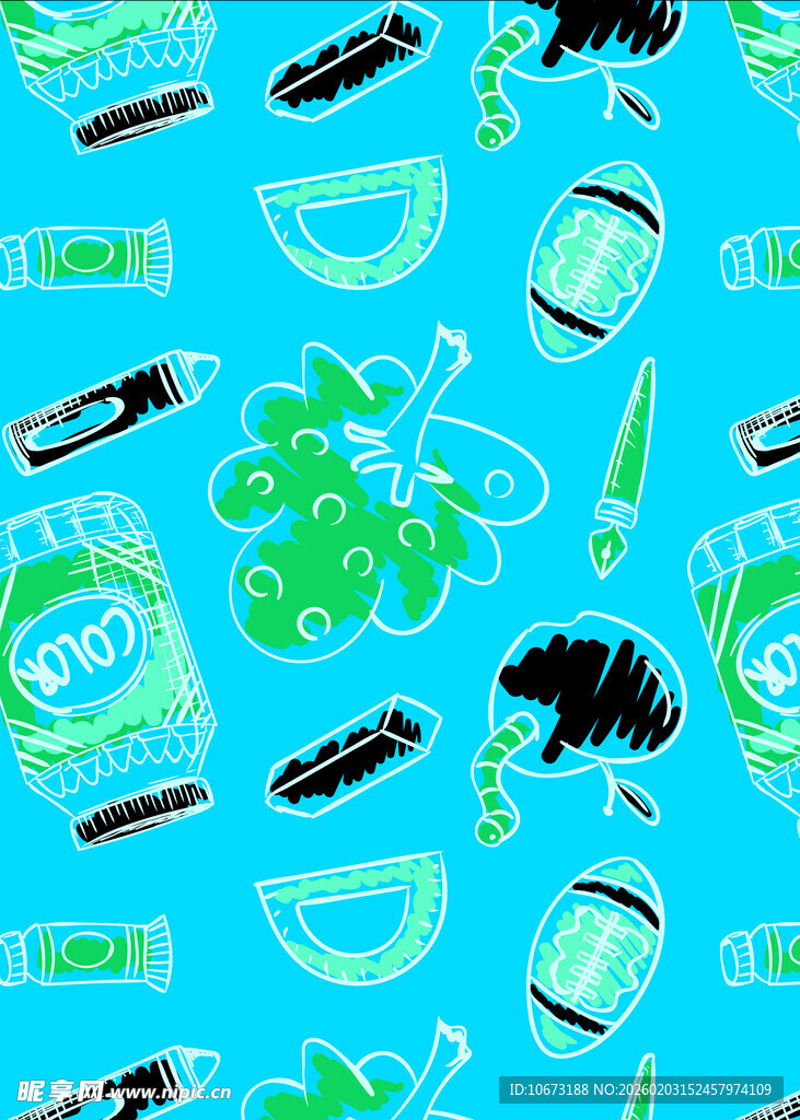 手绘医疗元素无缝图案