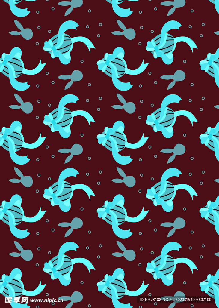 蓝绿图案点缀深红背景