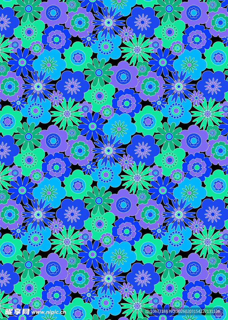 蓝绿紫交织的绚丽几何图案